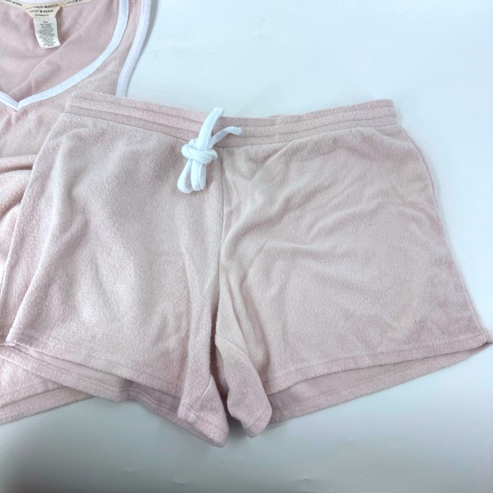 Lucky Brand 2 pc Pink Tank and shorts with White Trim - Terry cloth - Picture 7 of 11
